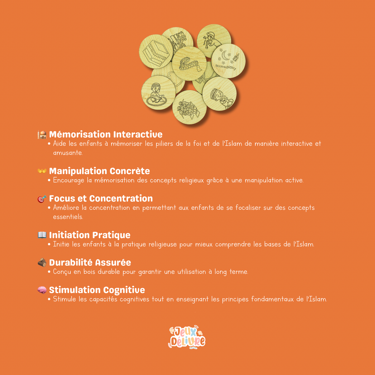 Mémory en Bois : Un Jeu Éducatif pour Découvrir les Valeurs de l'Islam