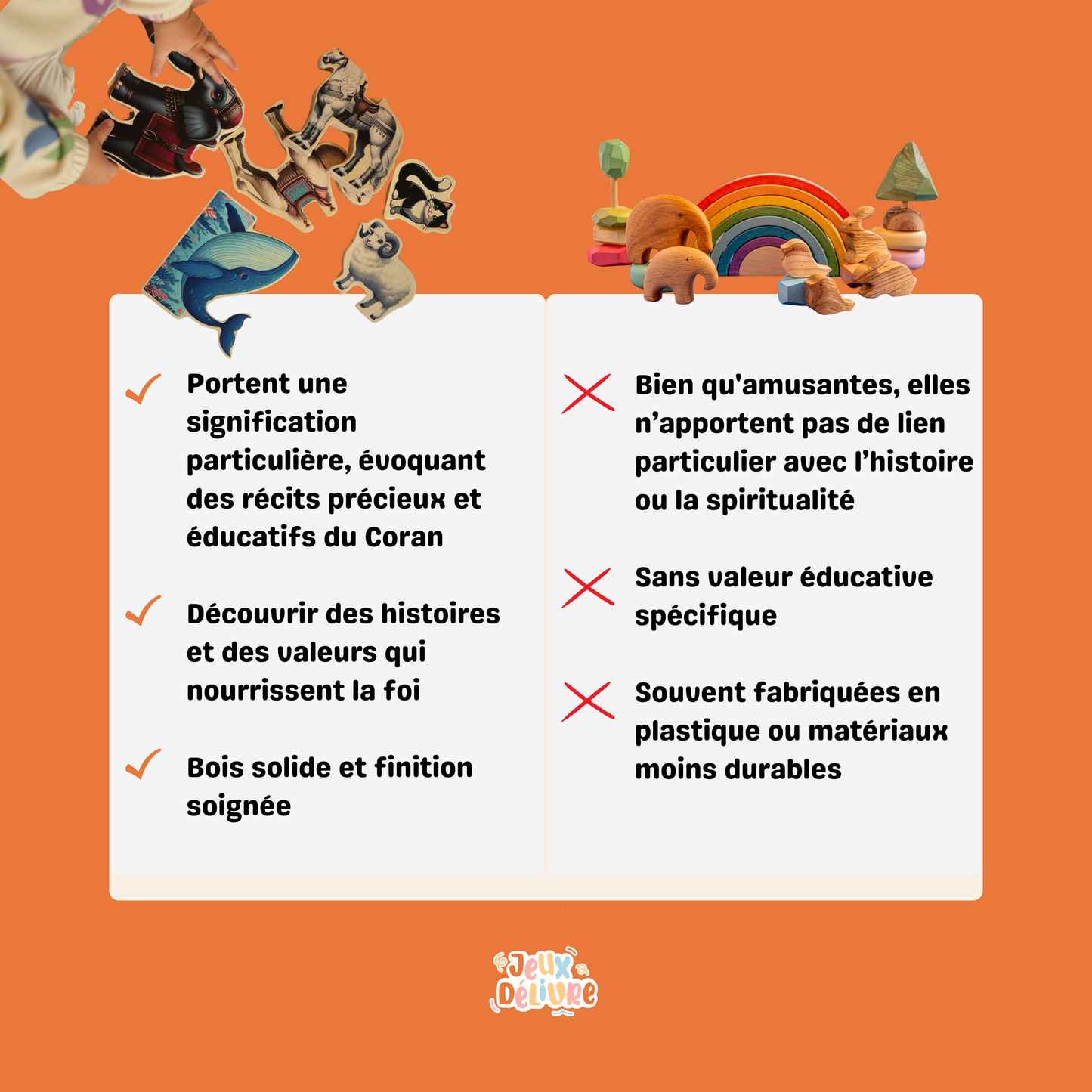 Lot d'Animaux en Bois Colorés : Un Jeu Éducatif pour Découvrir l’histoire des Prophètes