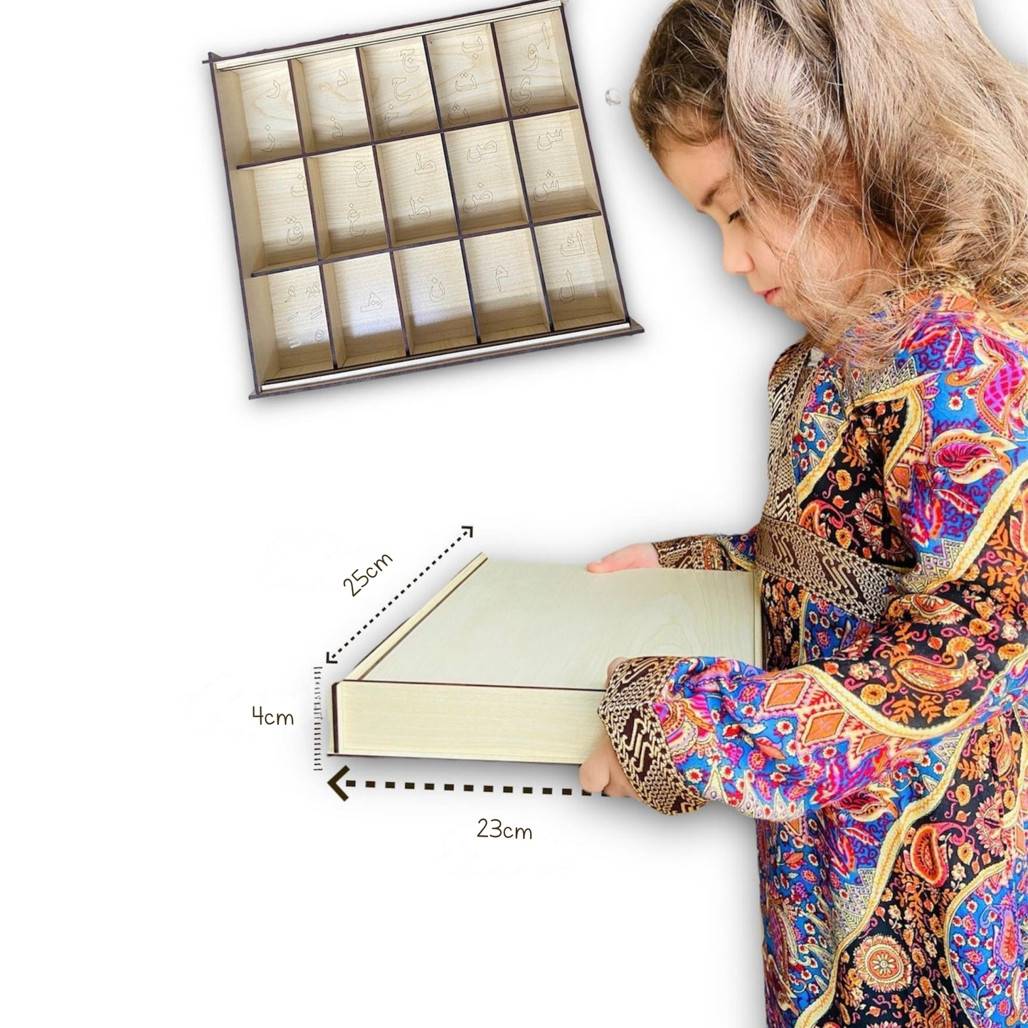Boîte en bois lettres alphabet montessori arabe lettres arabes en bois