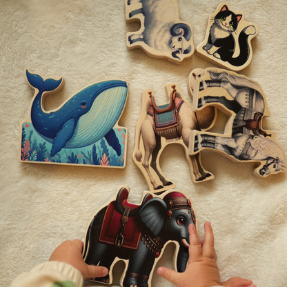 Lot d'Animaux en Bois Colorés : Un Jeu Éducatif pour Découvrir l’histoire des Prophètes