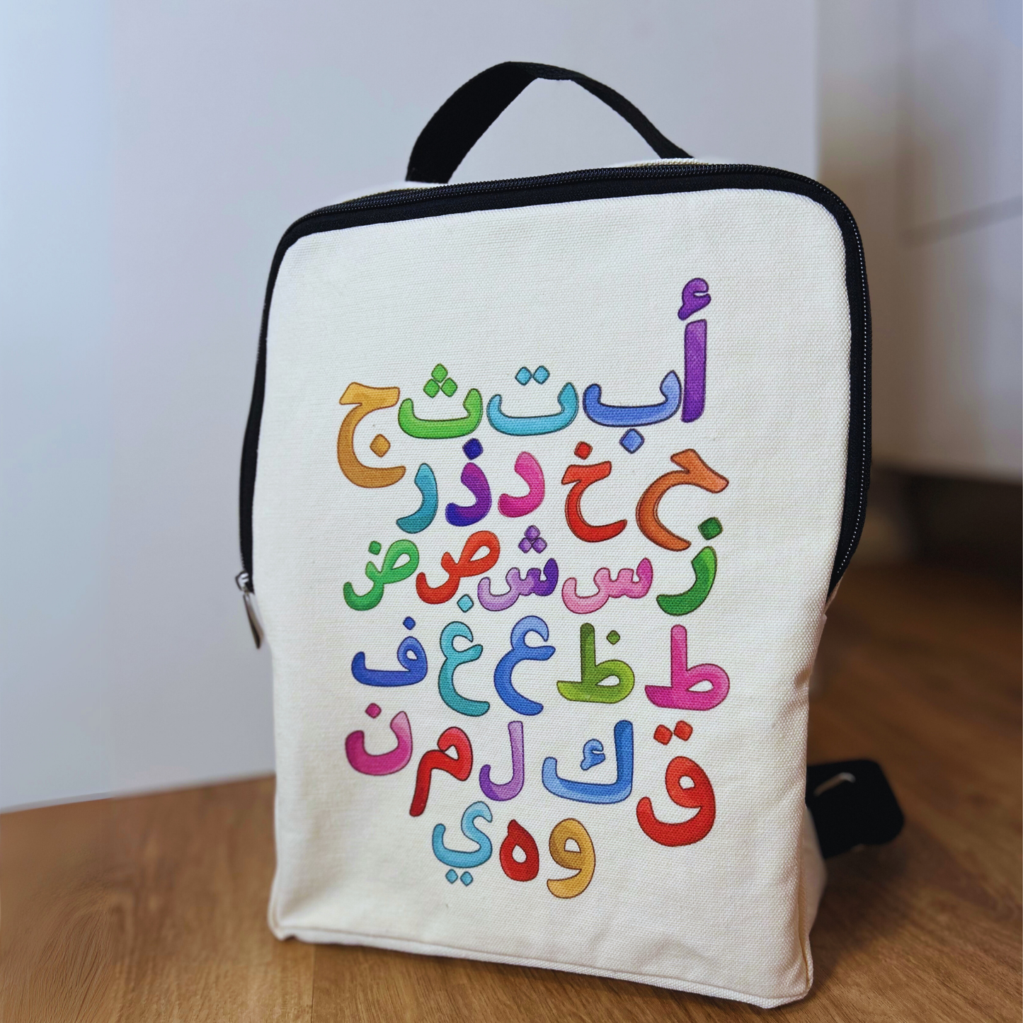 Sac à dos en coton avec lettres arabes