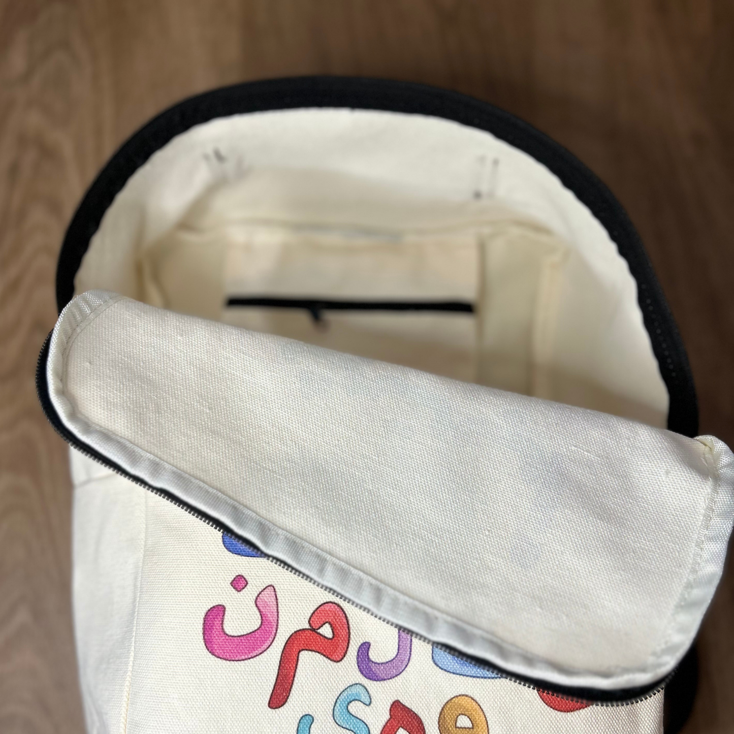 Sac à dos en coton avec lettres arabes
