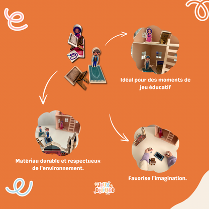 Famille Figurine en Bois