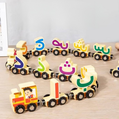 Lot de Voitures en Bois Aimantées avec Lettres Arabes : Un Jeux Éducatif Innovant