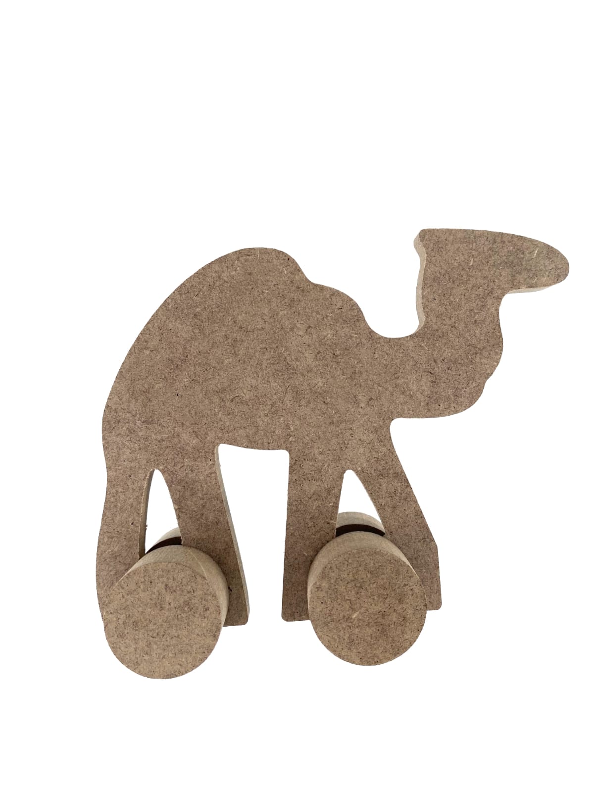 Figurine en Bois de Chameau avec Roues et Peinture